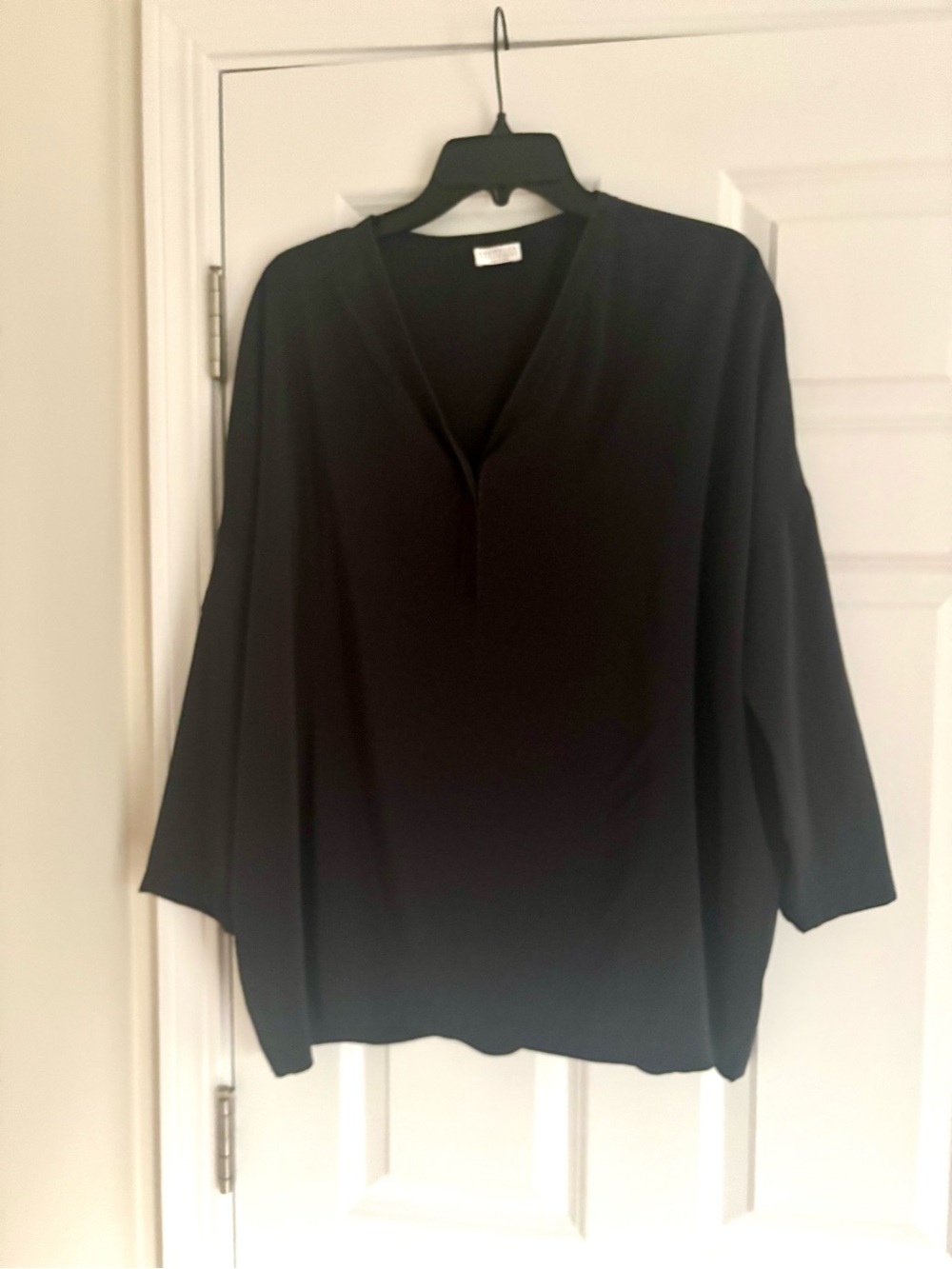 Brand new Brunello Cucinelli Black silk V-Neck Tunic Top